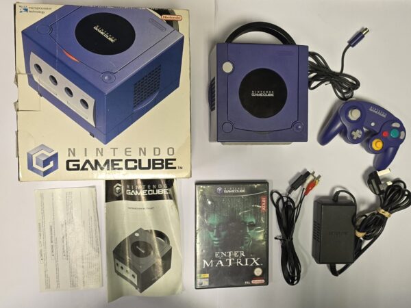 Nintendo Game Cube - Purple with Official Controller & Matrix Game (Pre Owned)