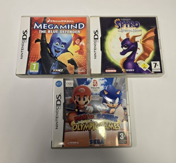 Nintendo DS – 3 x Game Bundle. Megamind, The Legend of Spyro & Mario Sonic at the Olympic Games